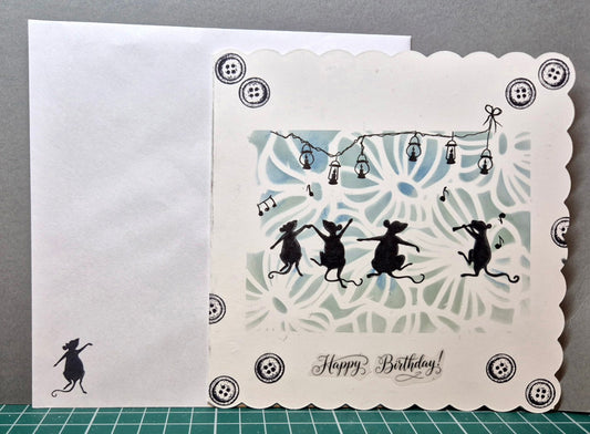 🐭🎂 Party Mice – Handmade Happy Birthday Card